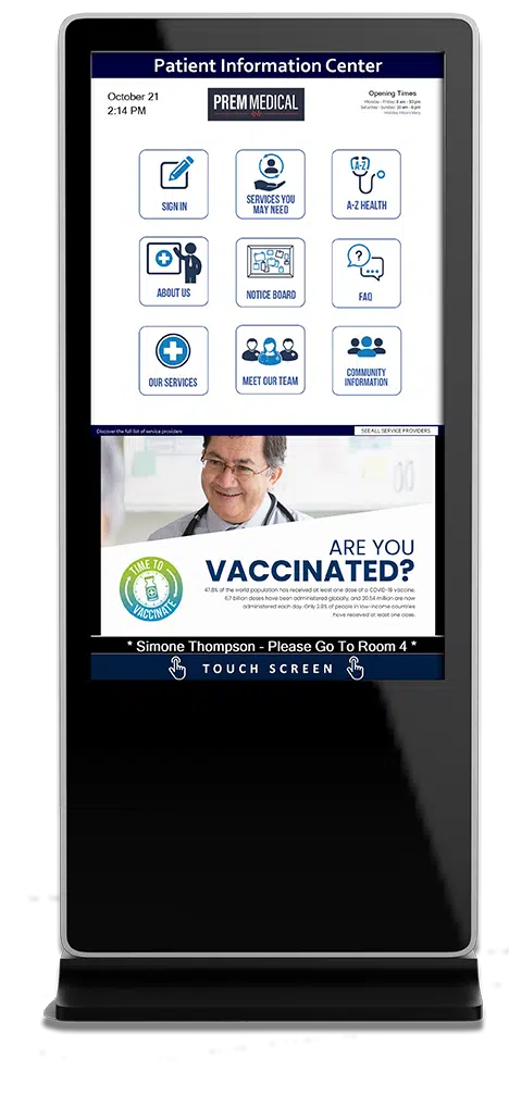 Prem Media Indoor Totem Touch Screens For Healthcare