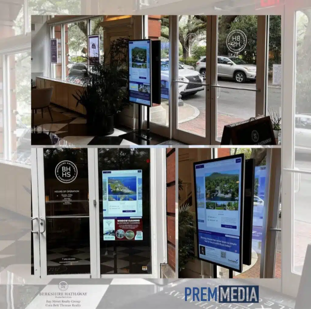 Dual Screen Totem installed at Berkshire Hathaway Bay Street Realty in Savannah