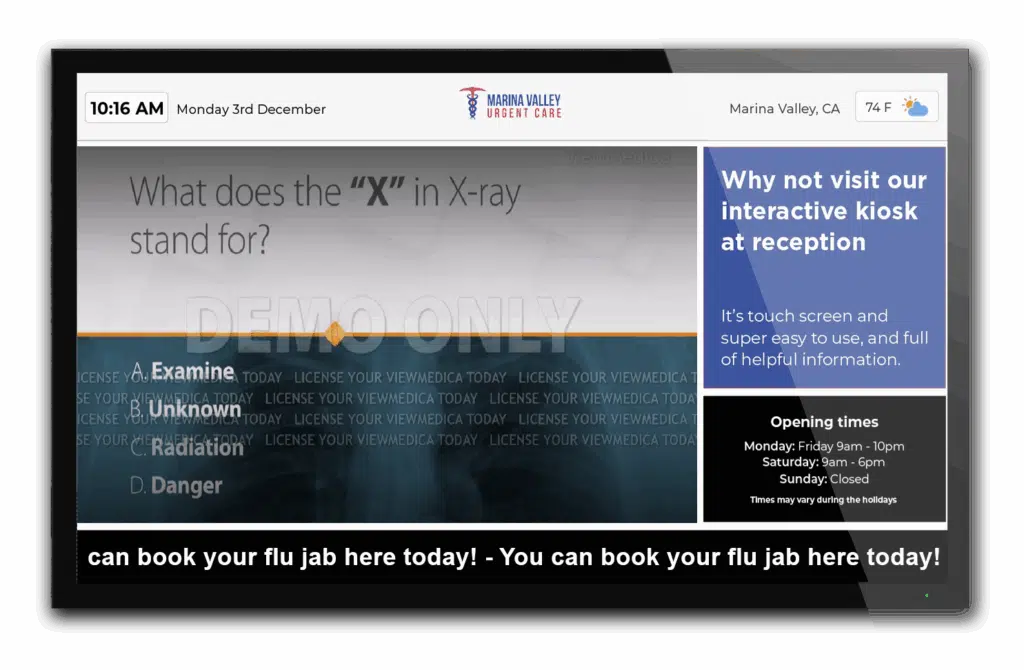 Wall Mounted Medical Waiting Room Displays